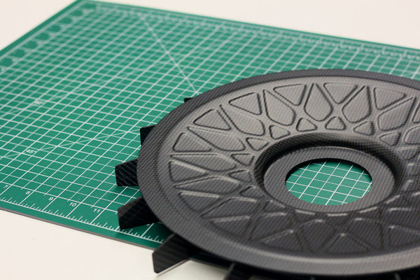 STEVS carbon fiber turbofan on a cutting mat