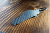 A 190E Evolution 1 carbon fiber keychain, rear view