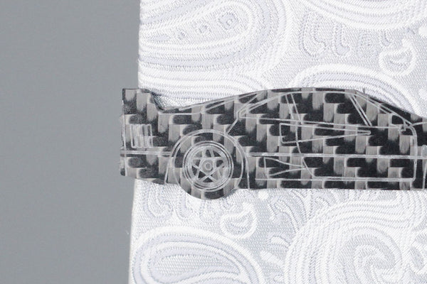 F40 carbon fiber tie clip, rear detail