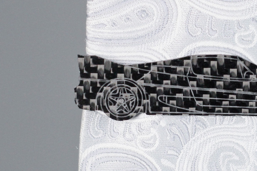 F50 carbon fiber tie clip, rear detail