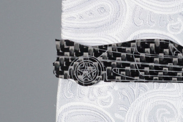 F50 carbon fiber tie clip, rear detail
