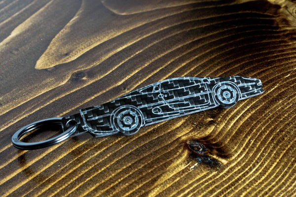 XJ220 carbon fiber keychain, angle
