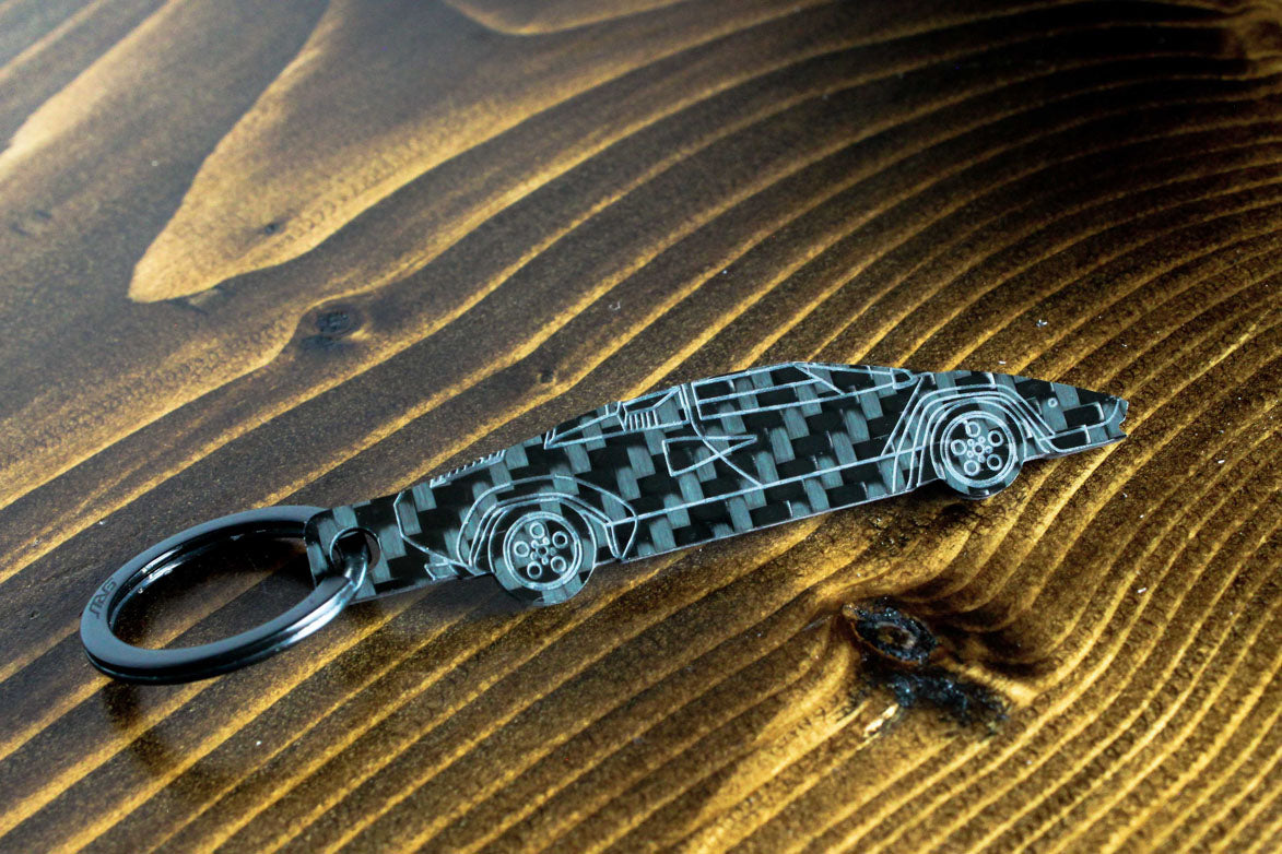 Countach carbon fiber keychain, angle