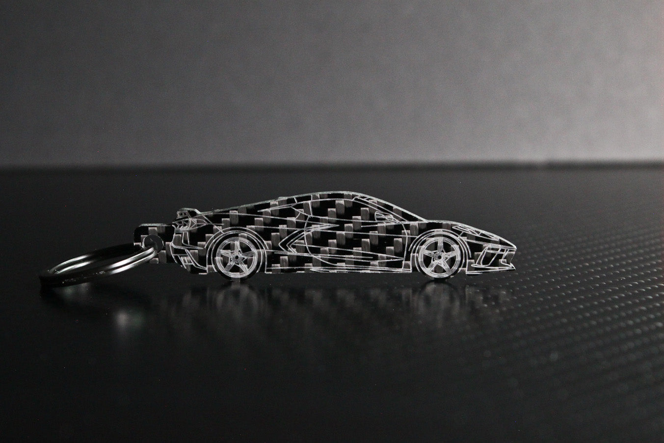 Corvette C8 carbon fiber keychain