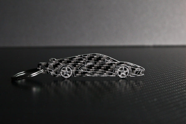 Corvette C8 carbon fiber keychain