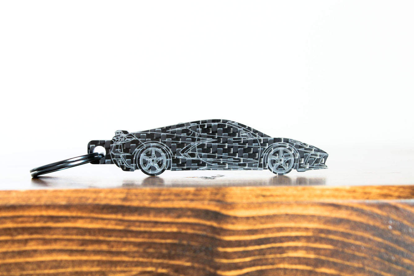 corvette c8 carbon fiber keychain front