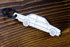 An E30 Coupe carbon fiber keychain, line detail view