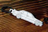 A 190E Evolution 1 carbon fiber keychain, line detail view