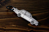 A 242 Turbo Evolution carbon fiber keychain, line detail view