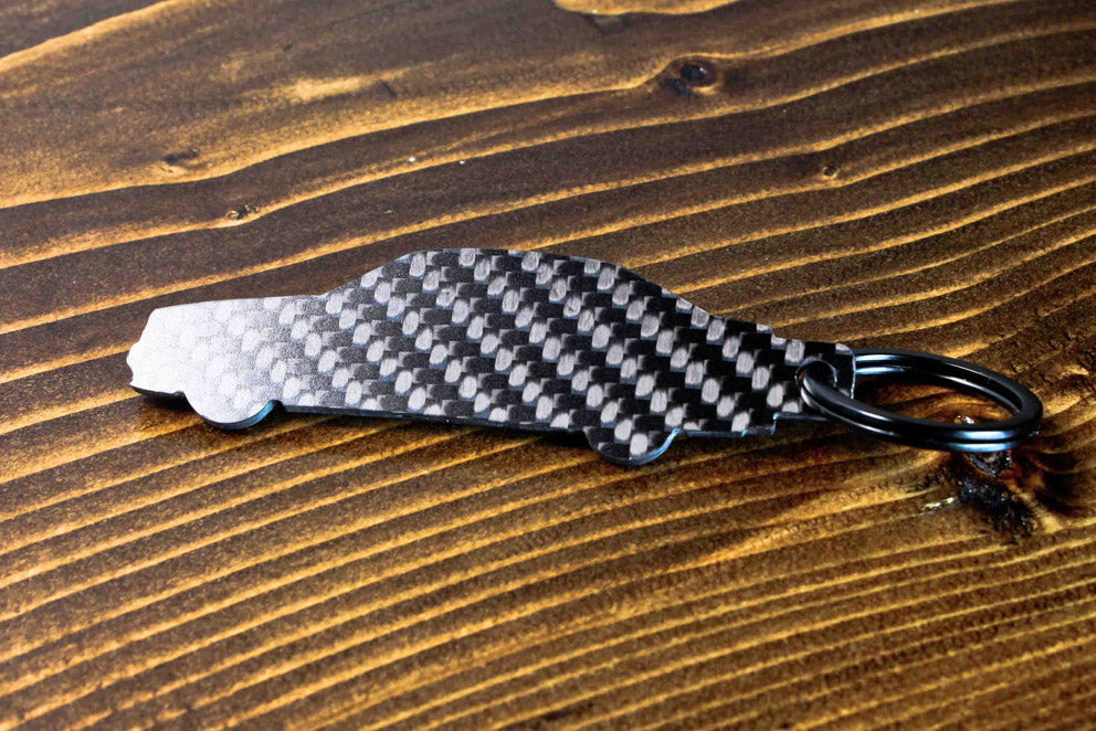 A W124 500E carbon fiber keychain, rear view