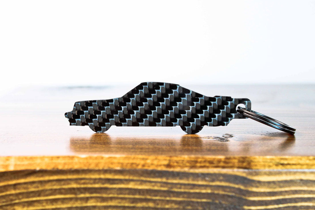 A 911 930 Turbo carbon fiber keychain, rear view