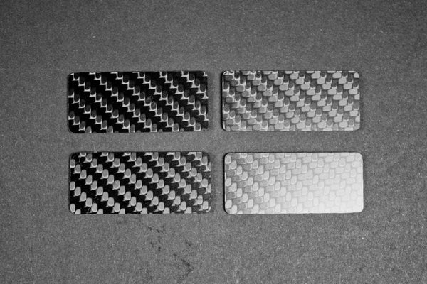 Carbon fiber "button blanks" as part of the carbon fiber interior kit