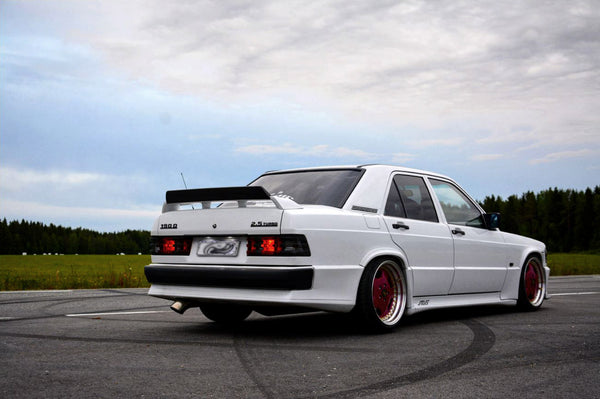 Turbo diesel 190E with the STEVS Crown carbon fiber wing extension