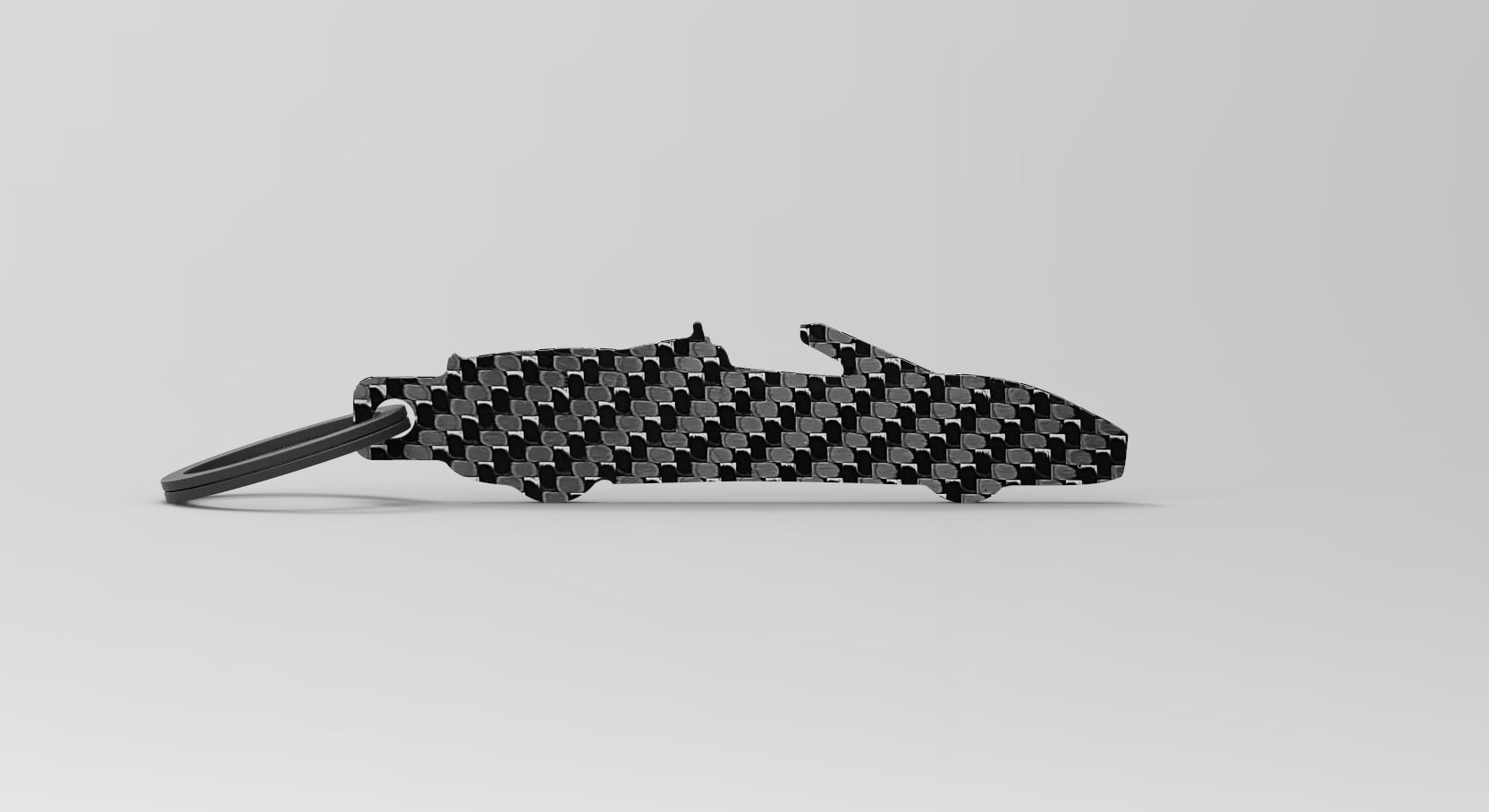 F430 Spyder silhouette carbon fiber keychain