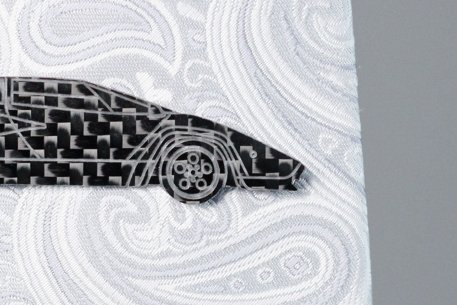 Countach carbon fiber tie clip, front detail