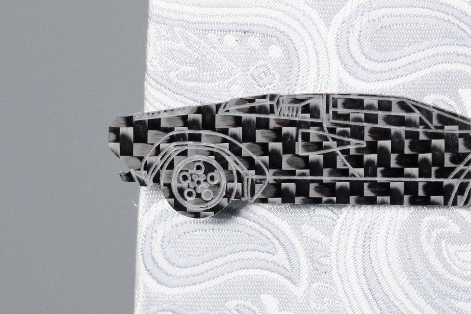 Countach carbon fiber tie clip, rear detail