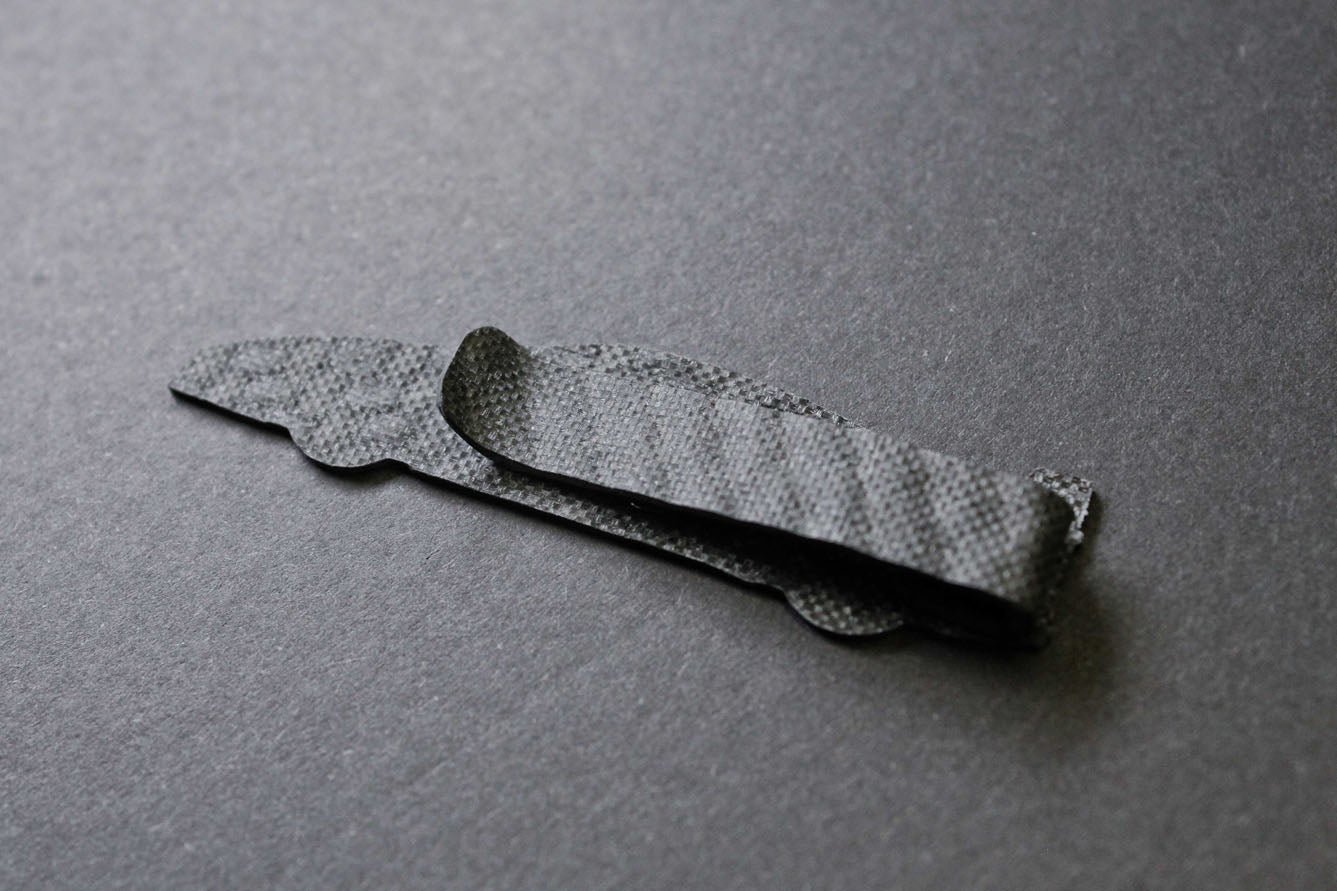 Countach carbon fiber tie clip, back side