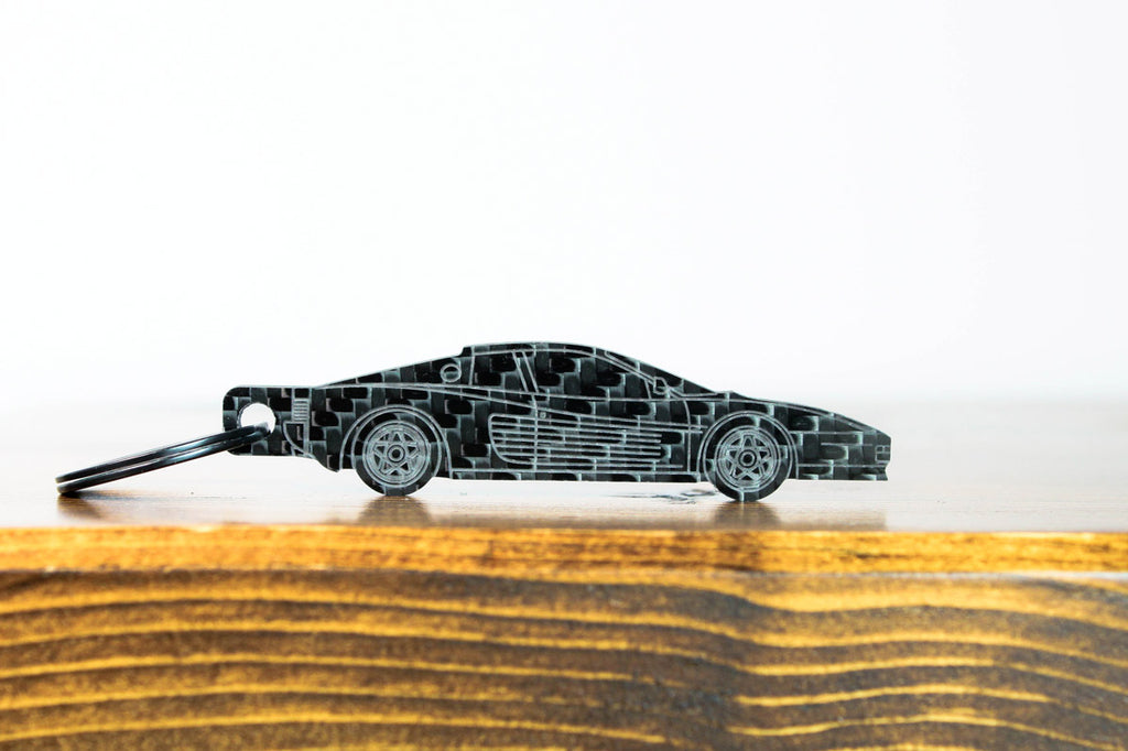Testarossa carbon fiber keychain