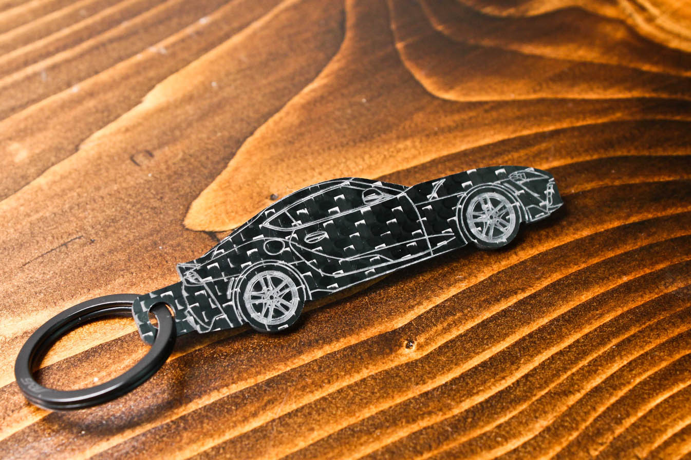 GR Supra carbon fiber keychain angle