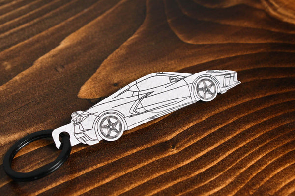 corvette c8 carbon fiber keychain reflect