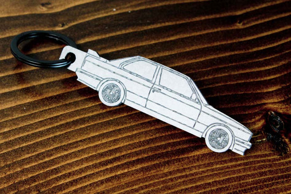 An E30 M3 carbon fiber keychain, line detail view